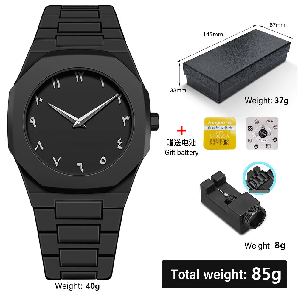 New Trend Fashion Men Watch Business Men Quartz Watch Classic Waterproof Round Watches Art Arabic Digital Dial Men's Clock