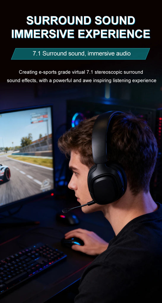 GT808 Gaming Earphones are lightweight and cool wireless stereo gaming headphones suitable for laptops and desktops