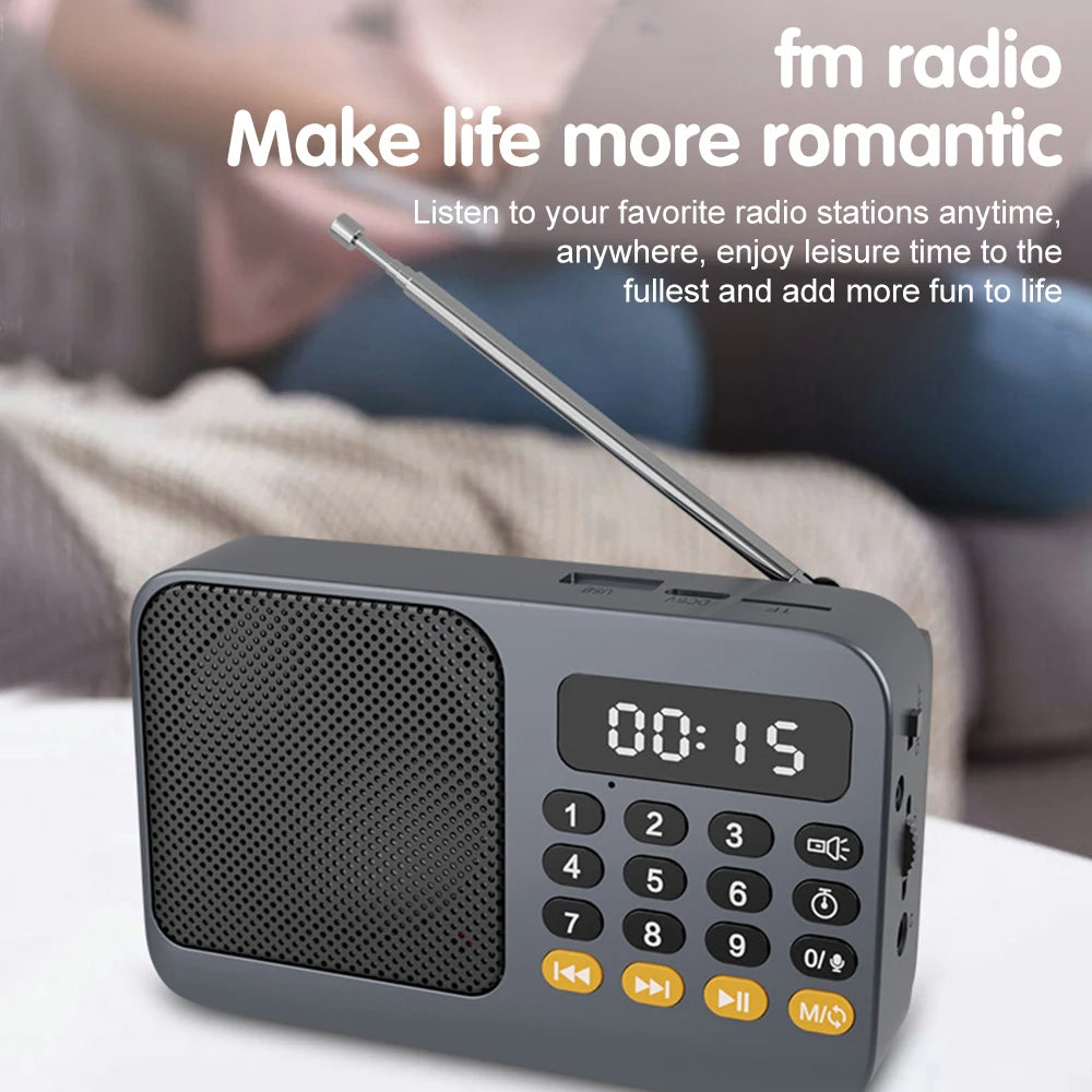 Bluetooth 5.0 Portable FM Radio Small Emergency Recargable Sound Box Mini Vintage Speaker Mp3 Player Support TF Card USB Drive