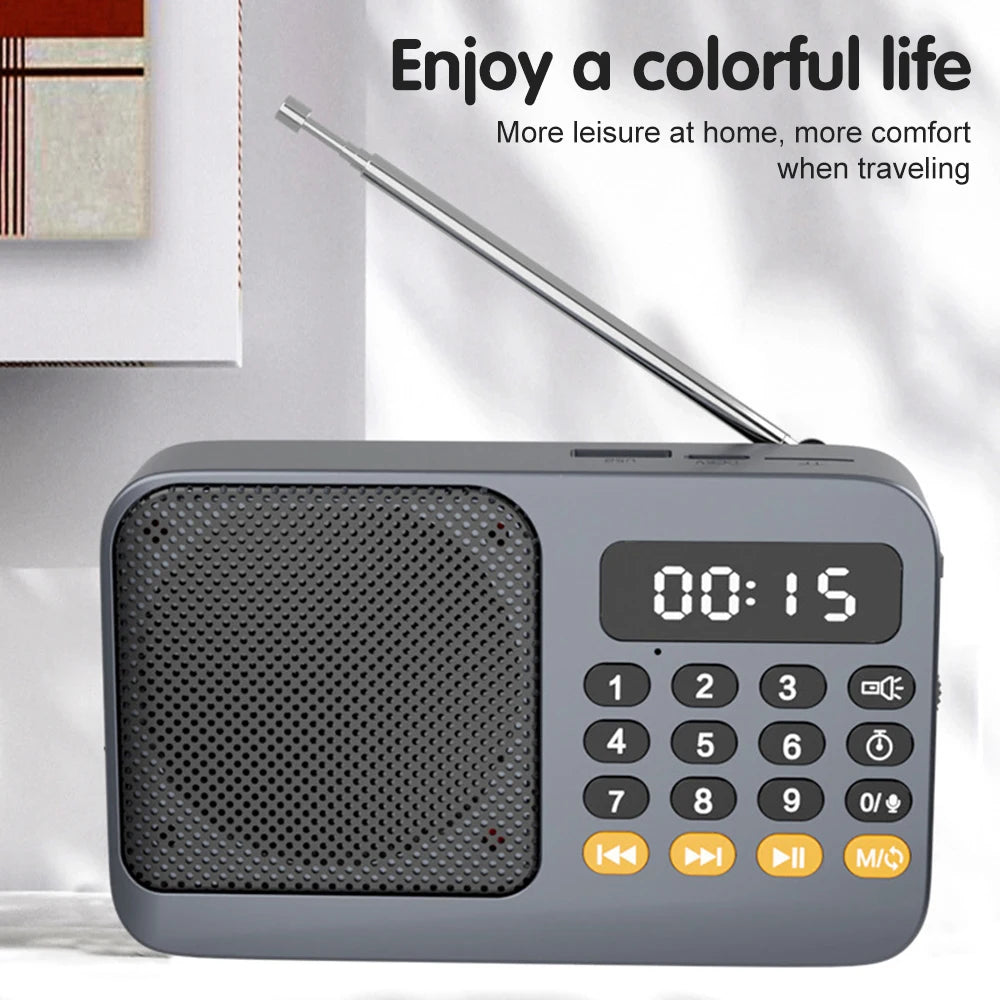 Bluetooth 5.0 Portable FM Radio Small Emergency Recargable Sound Box Mini Vintage Speaker Mp3 Player Support TF Card USB Drive