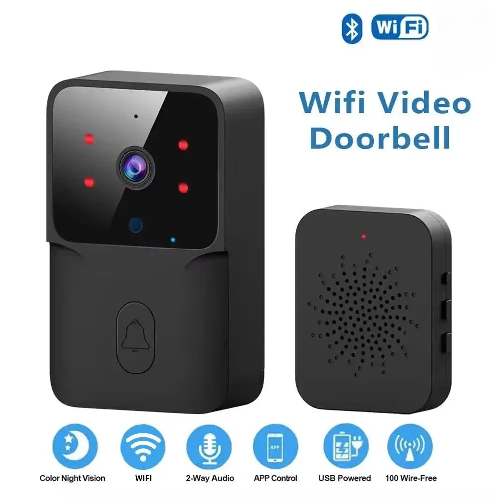 NEW HOT Wireless Smart Video Doorbell, Secure Home Monitoring2.4G WiFi Home Security Camera, 2-way Audio, Night Vision, Battery