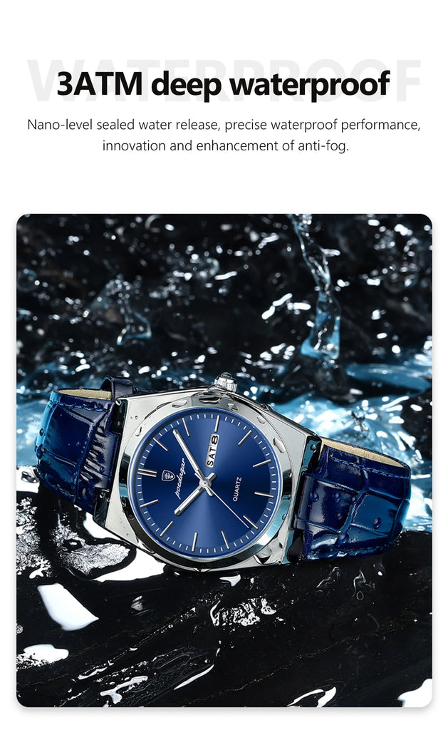 POEDAGAR Luxury Trend Men Watch Waterproof Luminous Date Week Man Wristwatch Military Outdoor Leather Men's Quartz Watches Reloj