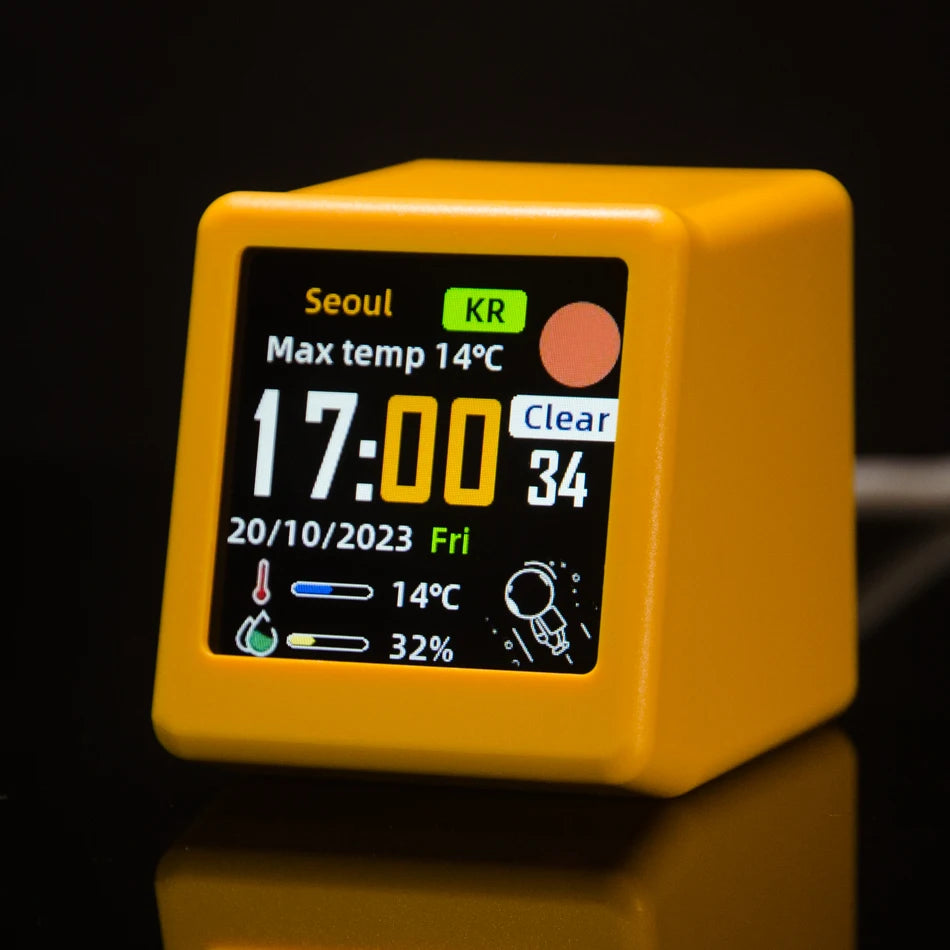 GeekMagic Ultra Portable Smart Wifi Weather Station Display Weather Temperature Humidity Time Alarm Clock Desktop Decoration
