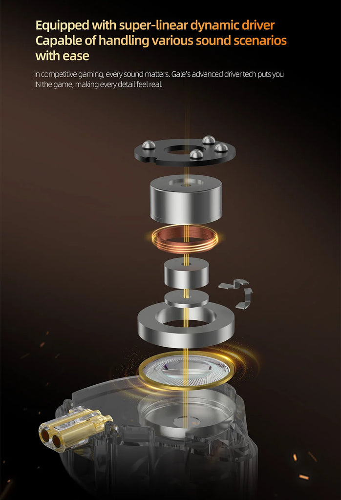KZ Gale In-Ear Gaming Earphones E-sports Bass Metal Earbuds for Video Game Stage Live Sound Headphones