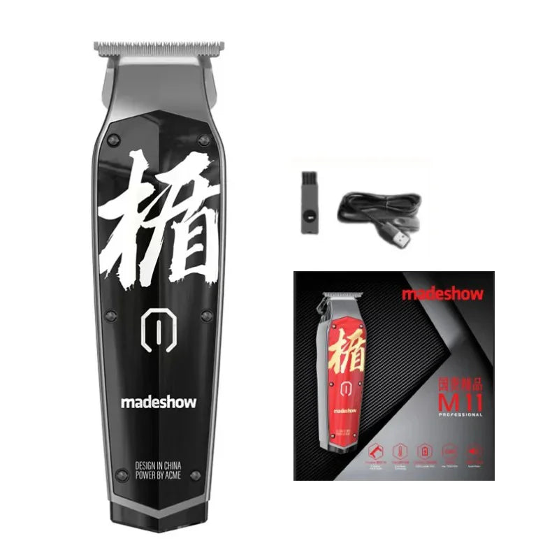 New D0 MadeShow M10M11 Professional Hair Clipper + Trimmer Set 0.1mmHair Cutting Machine Cutting T Blade High Speed High Quality
