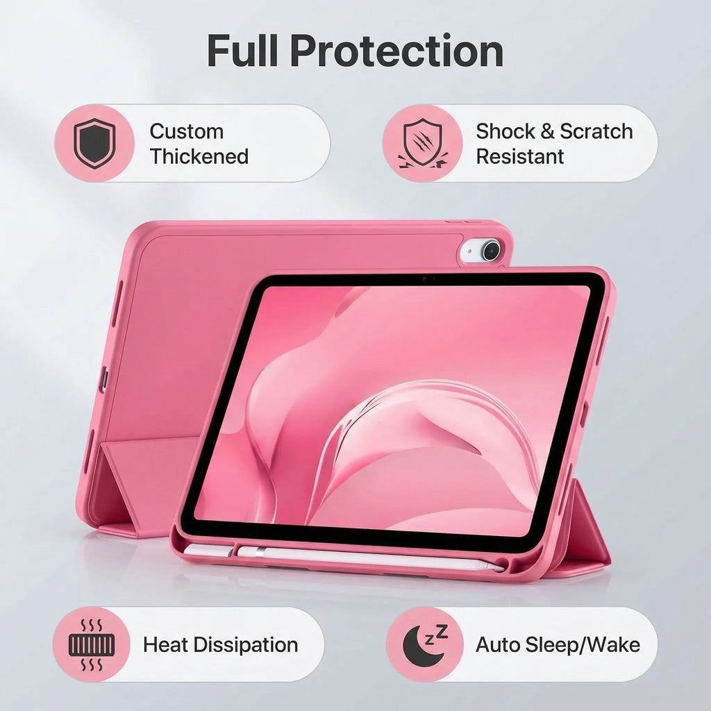 Customized thickened iPad 10th and 11th protective case with pen slot, automatically goes into sleep mode and is shockproof.