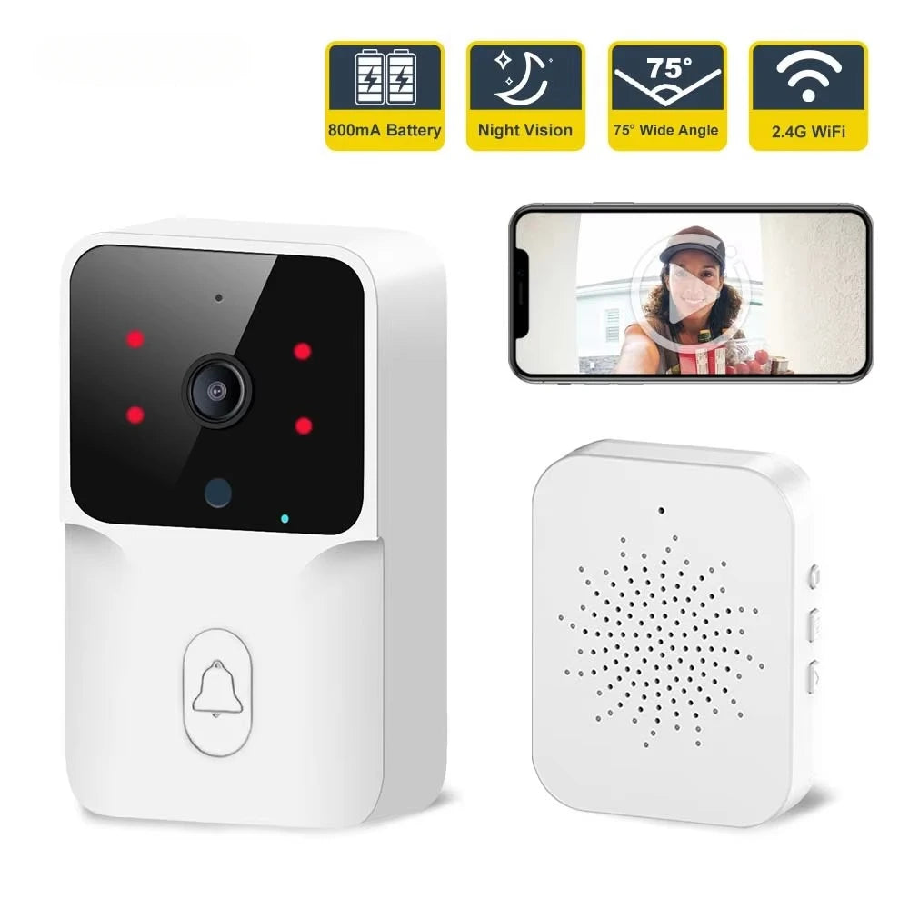 NEW HOT Wireless Smart Video Doorbell, Secure Home Monitoring2.4G WiFi Home Security Camera, 2-way Audio, Night Vision, Battery