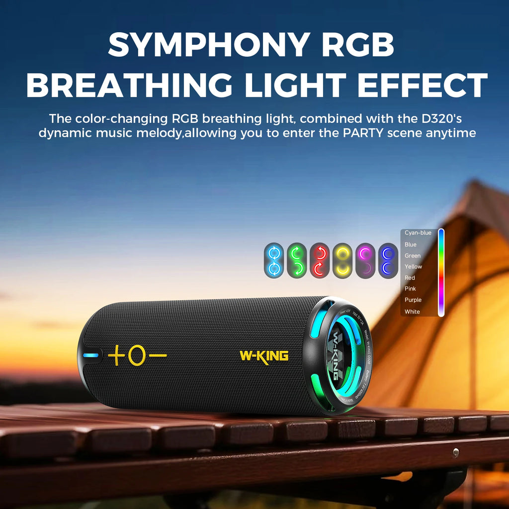 Portable Bluetooth Speaker with Stereo Sound, IPX7 Waterproof, 24-Hour Playtime, Wireless Speaker for Home, Outdoors, Travel