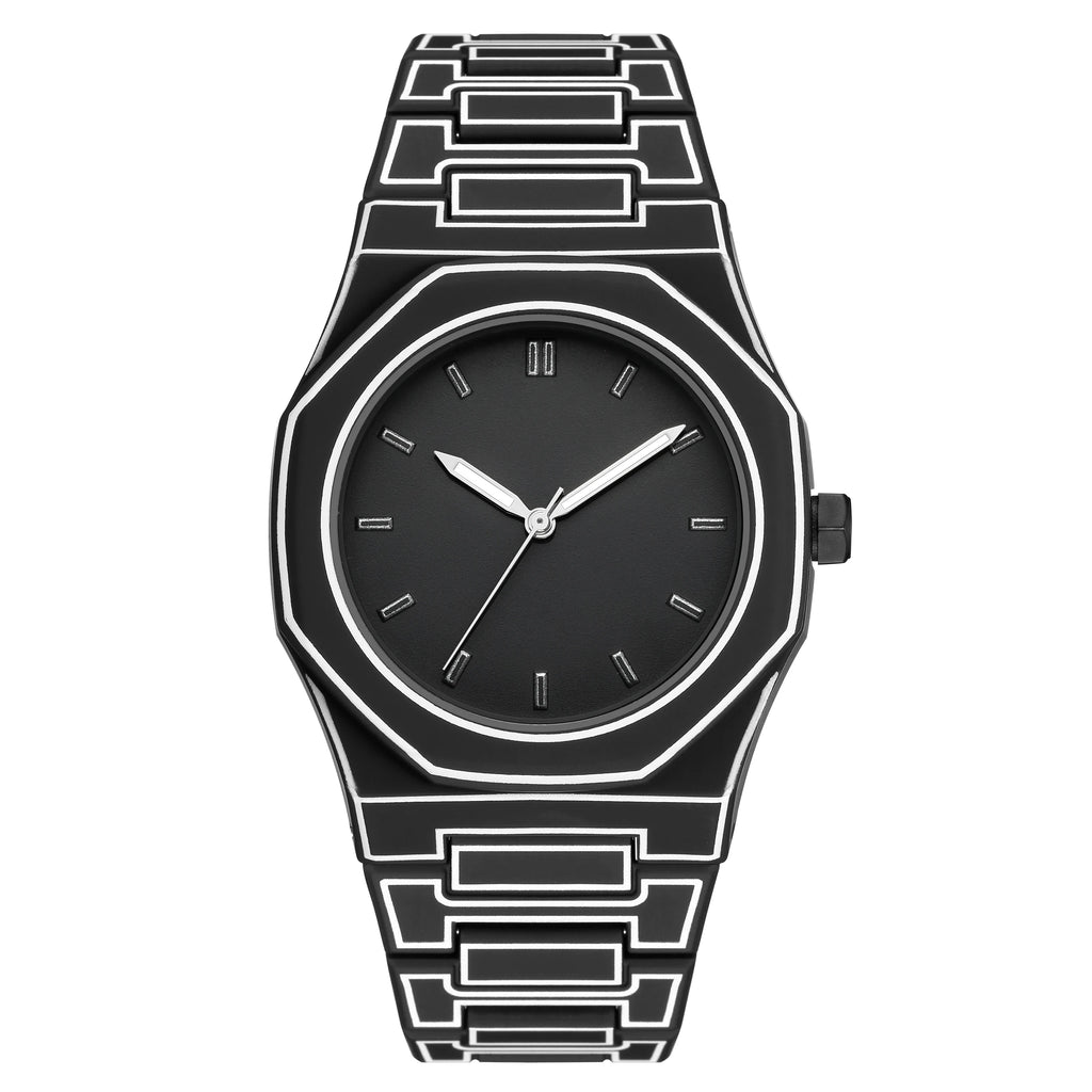 Lightweight Polycarbonate case high tech black men's watch classic simple silicone strap men's quartz watch fashion style clock
