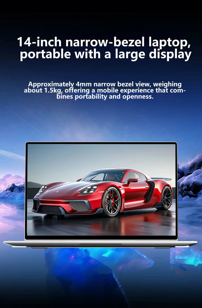 LENO 14.1"Ultra Slim Laptop Windows11 16GB 2TB SSD Gamer Notebook Intel 4405U 1920*1080 Display Office Study Gaming Computer PC