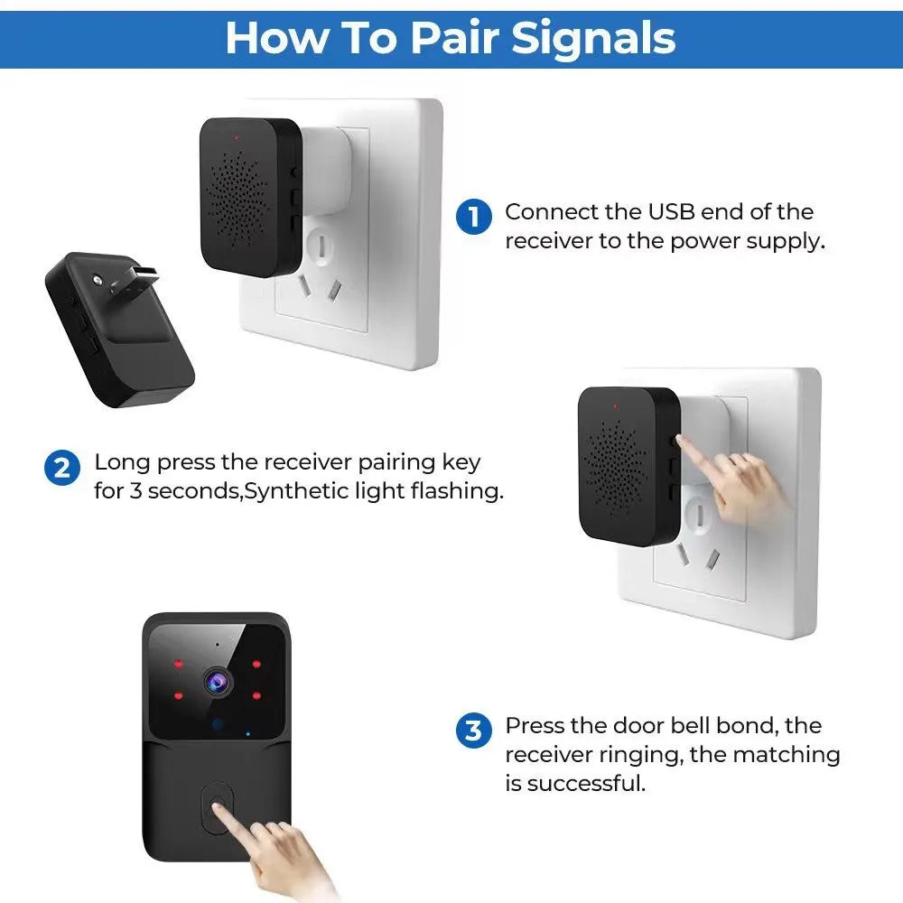 NEW HOT Wireless Smart Video Doorbell, Secure Home Monitoring2.4G WiFi Home Security Camera, 2-way Audio, Night Vision, Battery