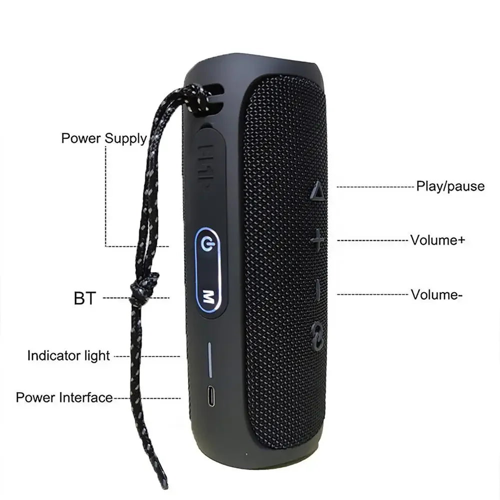 Portable Bluetooth Speaker Outdoor Multifunctional IPX6 Waterproof Subwoofer Wireless Home Theater Dual Speaker TWS Sound System