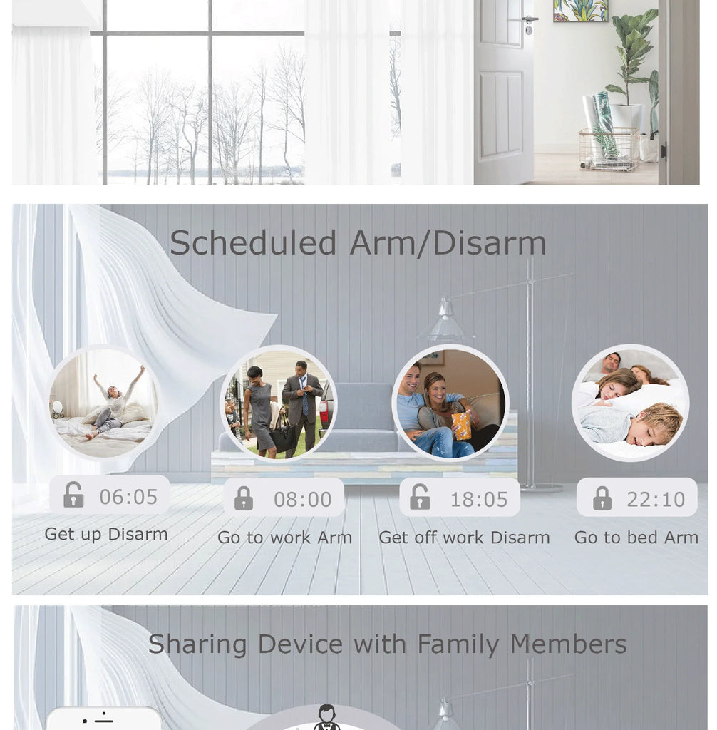 Home 4G GSM Alarm Security System 433MHz Wireless 2.4G WIFI Smart Alarm Kit Works with TUYA Smart Life APP Compatible with Alexa