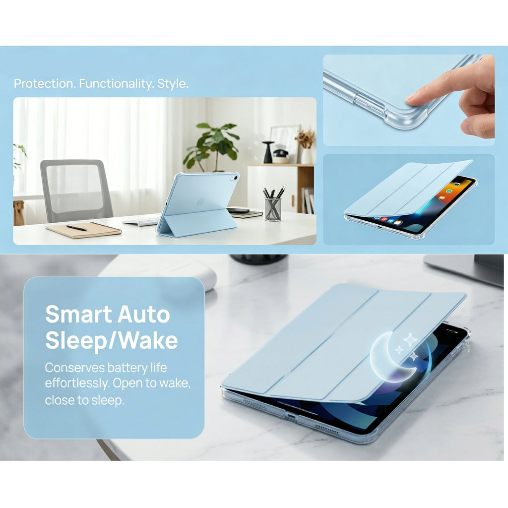 iPad Air 4/5/6/7（10.9/11 inch）Frosted soft shell with pen slot, automatic wake-up/sleep