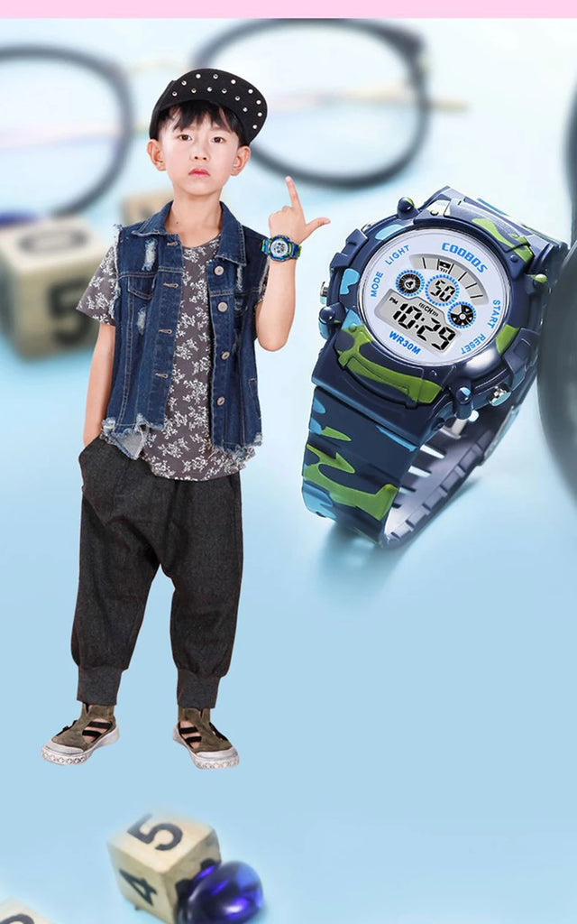 Sport Digital Watch for Kids Waterproof Luminous Children's Electronic LED Watch Fashion Multi-function Week Display Kids Watch