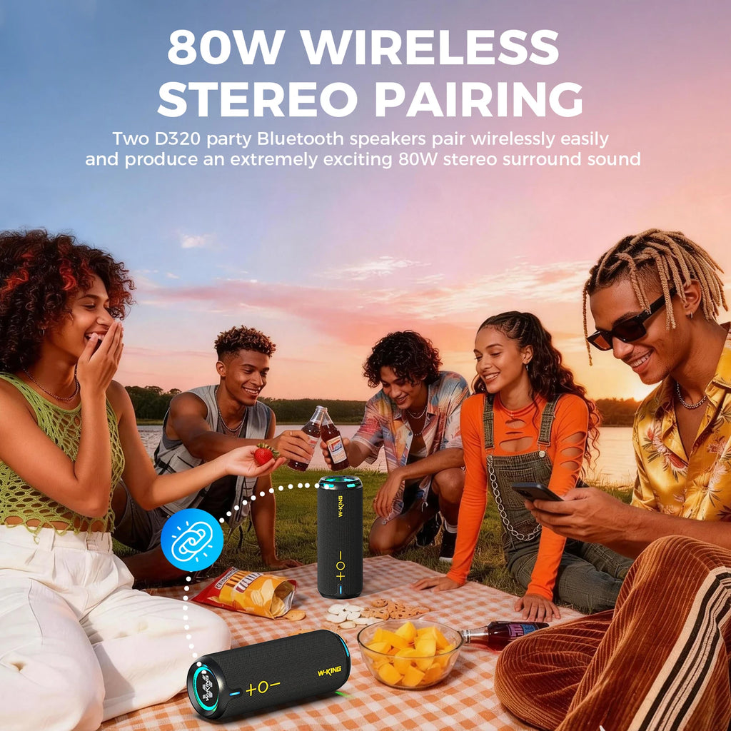 Portable Bluetooth Speaker with Stereo Sound, IPX7 Waterproof, 24-Hour Playtime, Wireless Speaker for Home, Outdoors, Travel