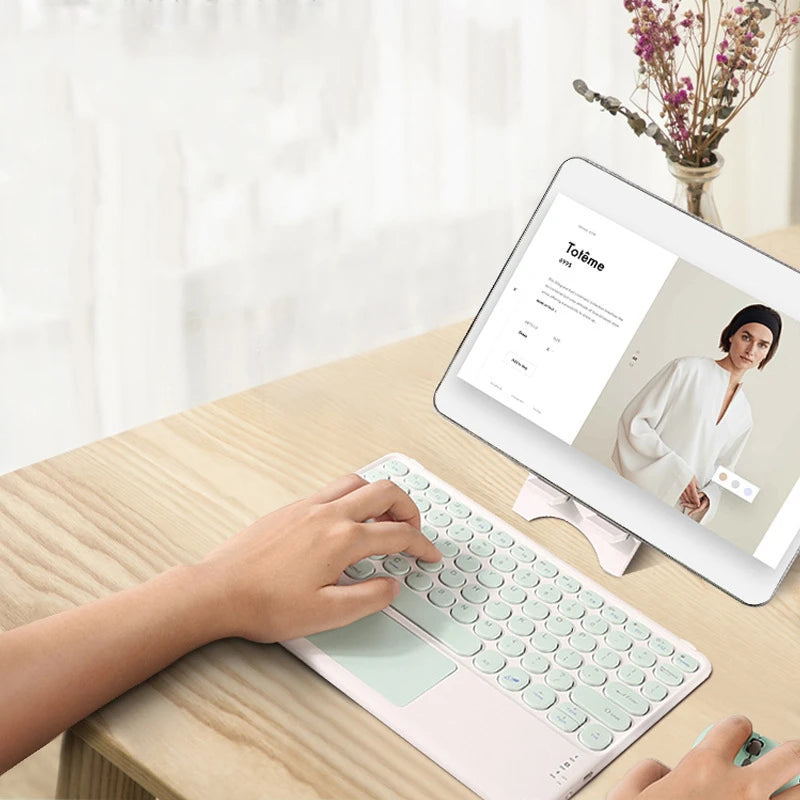 Bluetooth Wireless Keyboard With Touchpad Hebrew Spanish Korean For iPad Pro Air for Xiaomi Huawei Android Windows Tablet