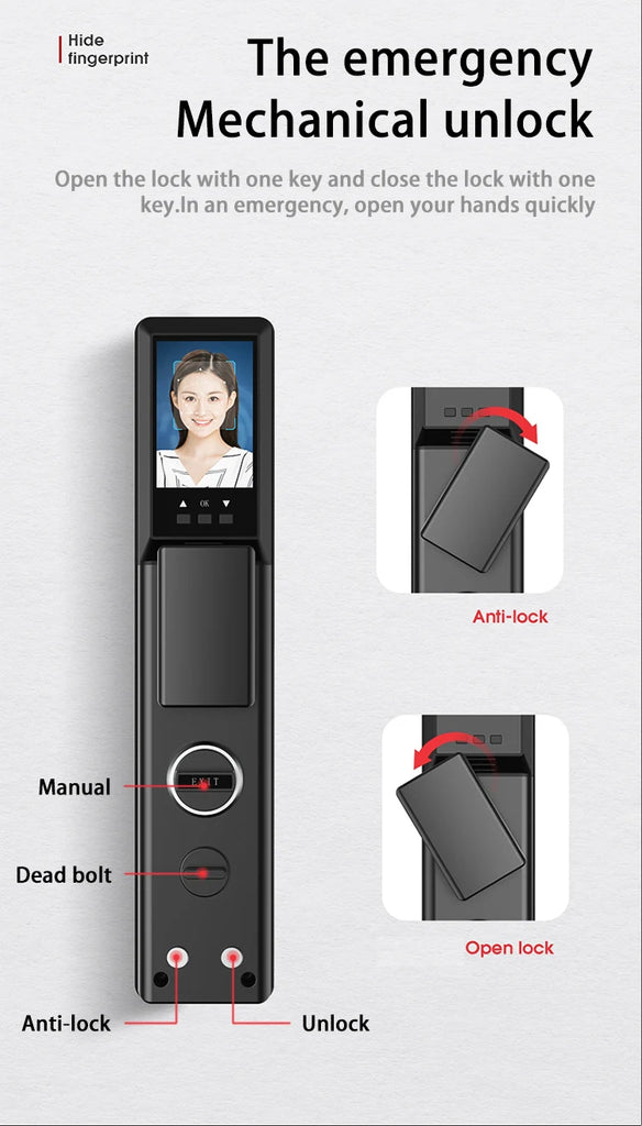 House Electric App Wifi Digital Smart Door Lock Camera Home Security Finger Print Doorlock Keyless Entry Candado Inteligente
