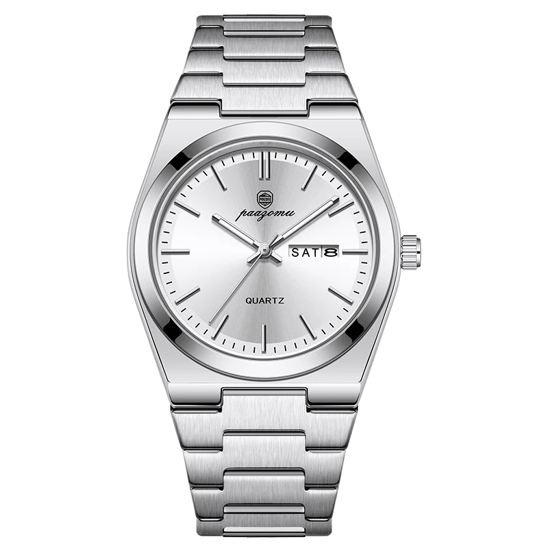 PENGAGAR Luxury Sport Quartz Man Wristwatch Waterproof Luminous Date Week Men Watches Stainless Steel Men's Watch Male Reloj+box
