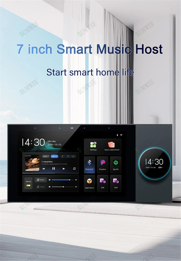 Smart Home Audio system WIFI sound in wall amplifier 8x25W power Built-in Zigbee gateway Android TUYA Device Scene control panel
