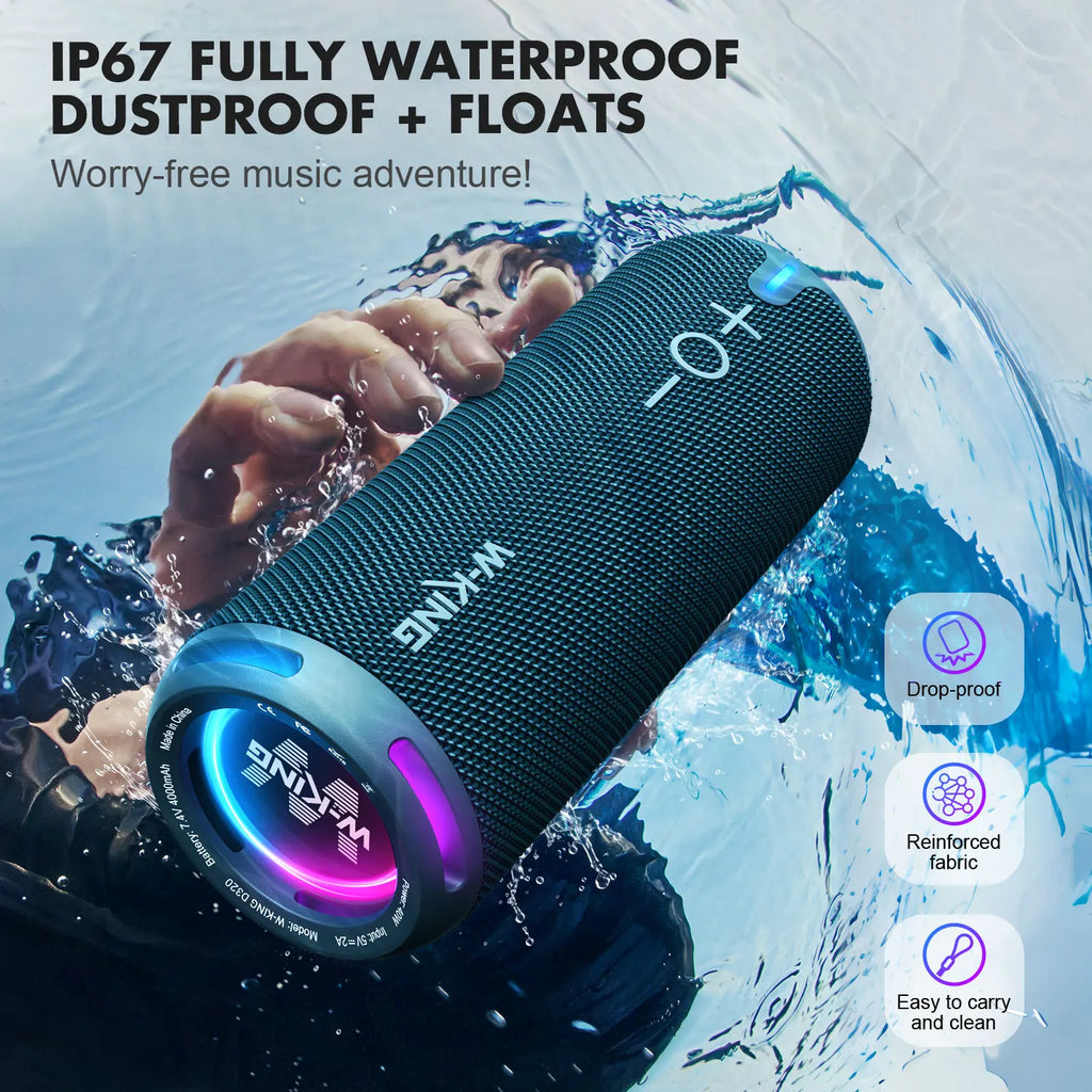 Portable Bluetooth Speaker with Stereo Sound, IPX7 Waterproof, 24-Hour Playtime, Wireless Speaker for Home, Outdoors, Travel