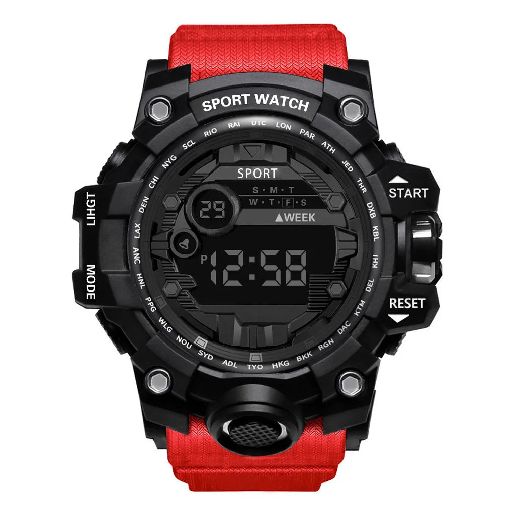 Men's Watch Fashion Sports Electronic Wristwatch Large dial Multifunctional Waterproof Luminous Alarm Kids Male's Military Watch