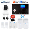 Home 4G GSM Alarm Security System 433MHz Wireless 2.4G WIFI Smart Alarm Kit Works with TUYA Smart Life APP Compatible with Alexa