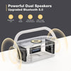 2500mAh Bluetooth Speaker with Wireless Charger, FM Radio & Dimmable Light - Portable Dual Speaker for Bedroom, Office & Gifts