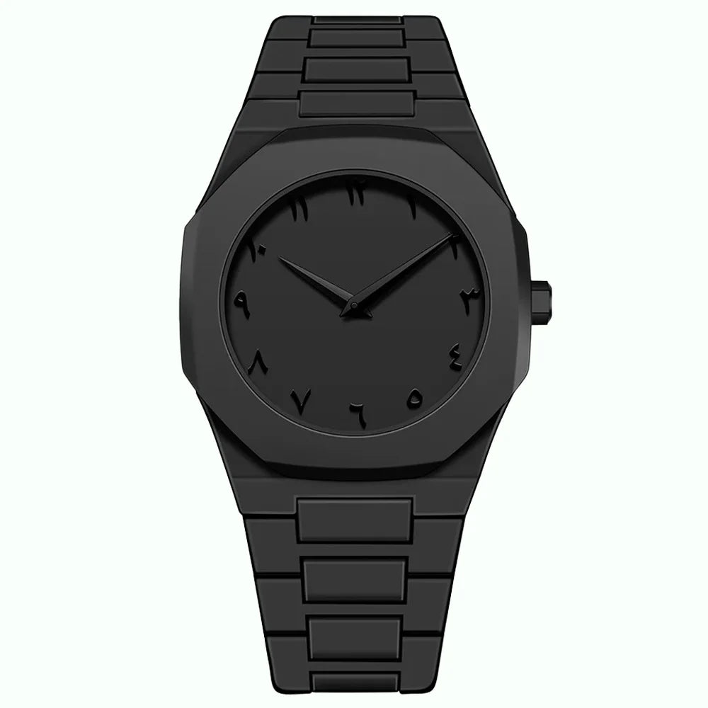 New Trend Fashion Men Watch Business Men Quartz Watch Classic Waterproof Round Watches Art Arabic Digital Dial Men's Clock