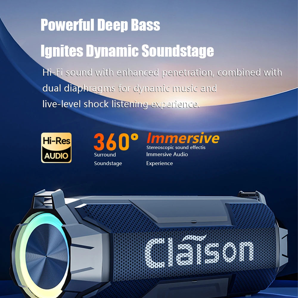 CLAISON Bluetooth 5.3 Speaker | Hi-Fi Deep Bass Waterproof & Long Battery Portable Outdoor Speaker