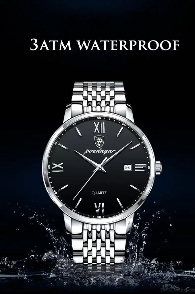 POEDAGAR Luxury Sports Men's Wristwatch Stainless Steel Waterproof Date Man Watch High Quality Casual Fashion Quartz Men Watches