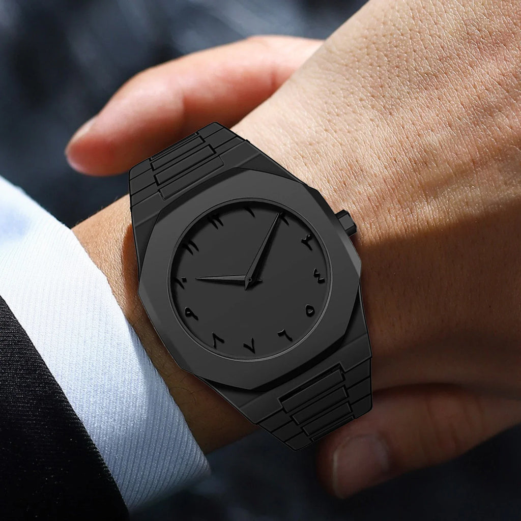 New Trend Fashion Men Watch Business Men Quartz Watch Classic Waterproof Round Watches Art Arabic Digital Dial Men's Clock