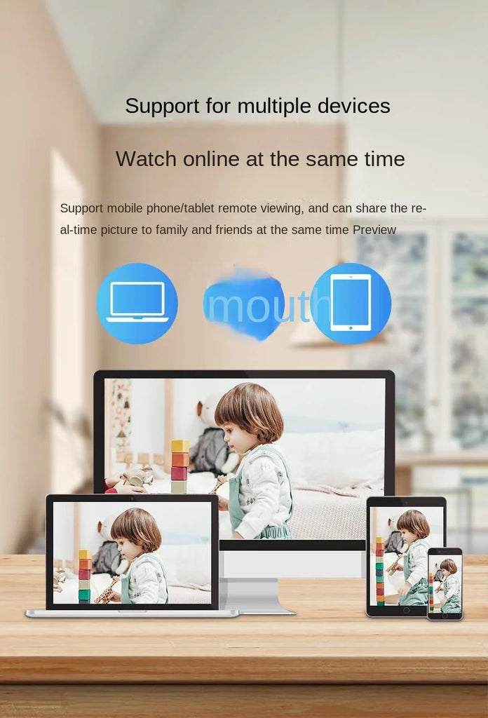 Home Surveillance Cameras, No Drilling Required, For Household Security — Wireless Wifi Hd 1080p Smart 360-degree Camera.