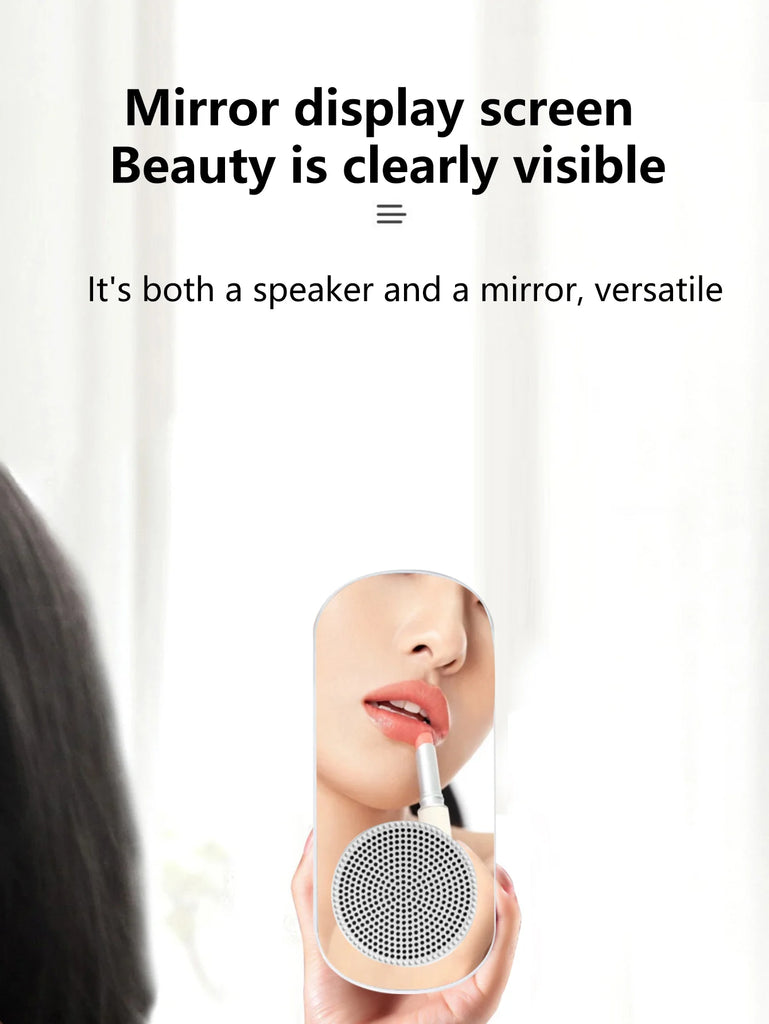 Bluetooth speaker, mirror-faced clock alarm clock smart speaker, bass-heavy FM card insertable small speaker