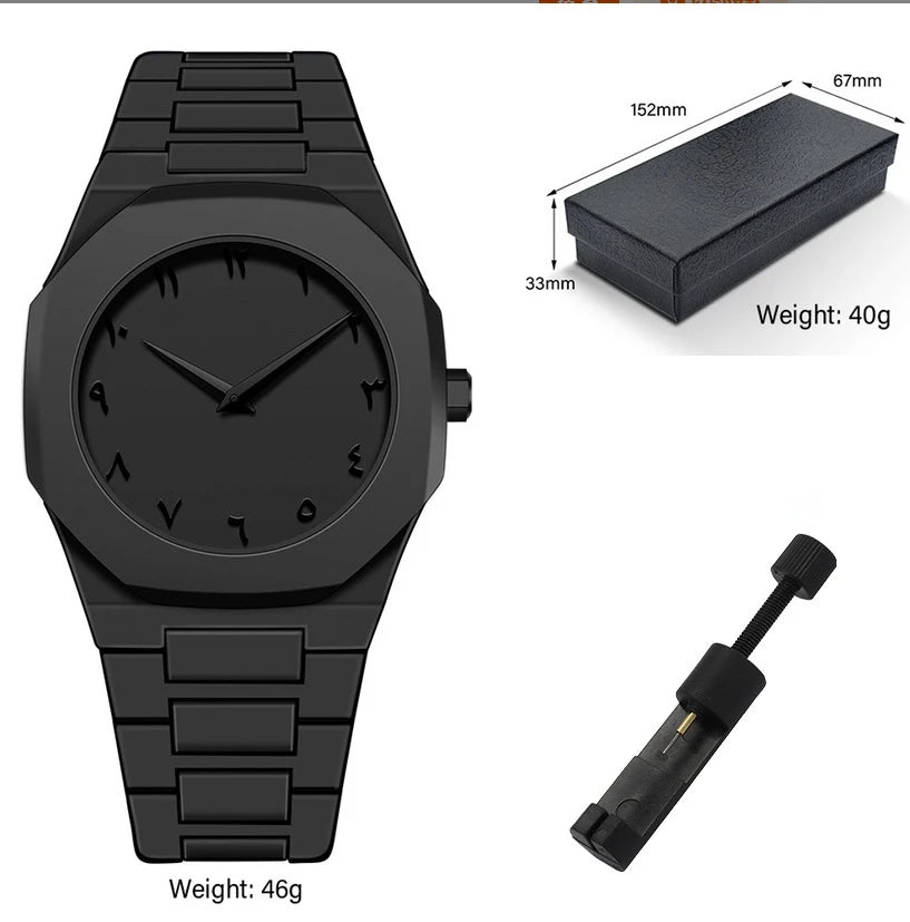 Lightweight Polycarbonate case high tech black men's watch classic simple silicone strap men's quartz watch fashion style clock