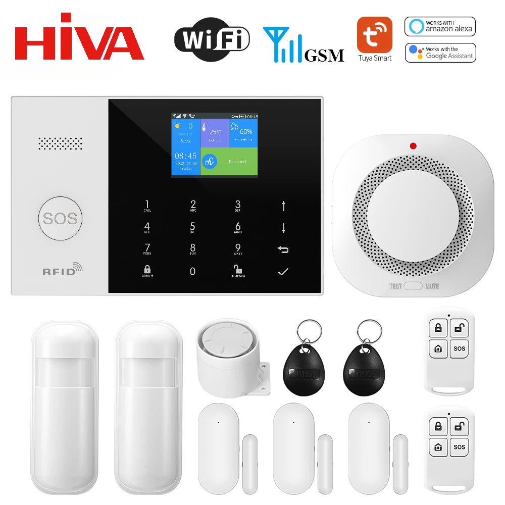 New Wireless Home Alarm System GSM WiFi With Motion Sensor Detector Burglar Alarm For Tuya SmartLife APP Garden Home Alarm PG105