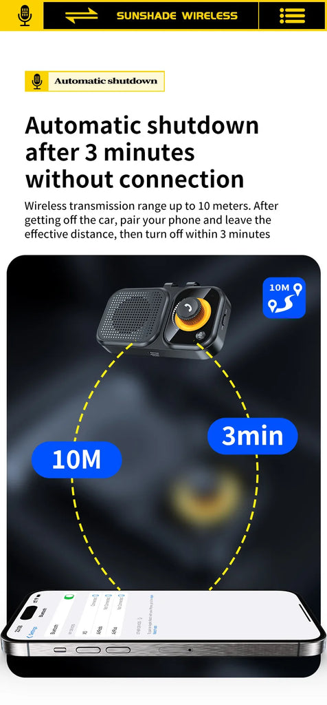 Bluetooth 5.4 Speaker Handsfree Car Kit Sun Visor Clip Wireless Audio Receiver Speakerphone Loud Music Player with Ambient Light