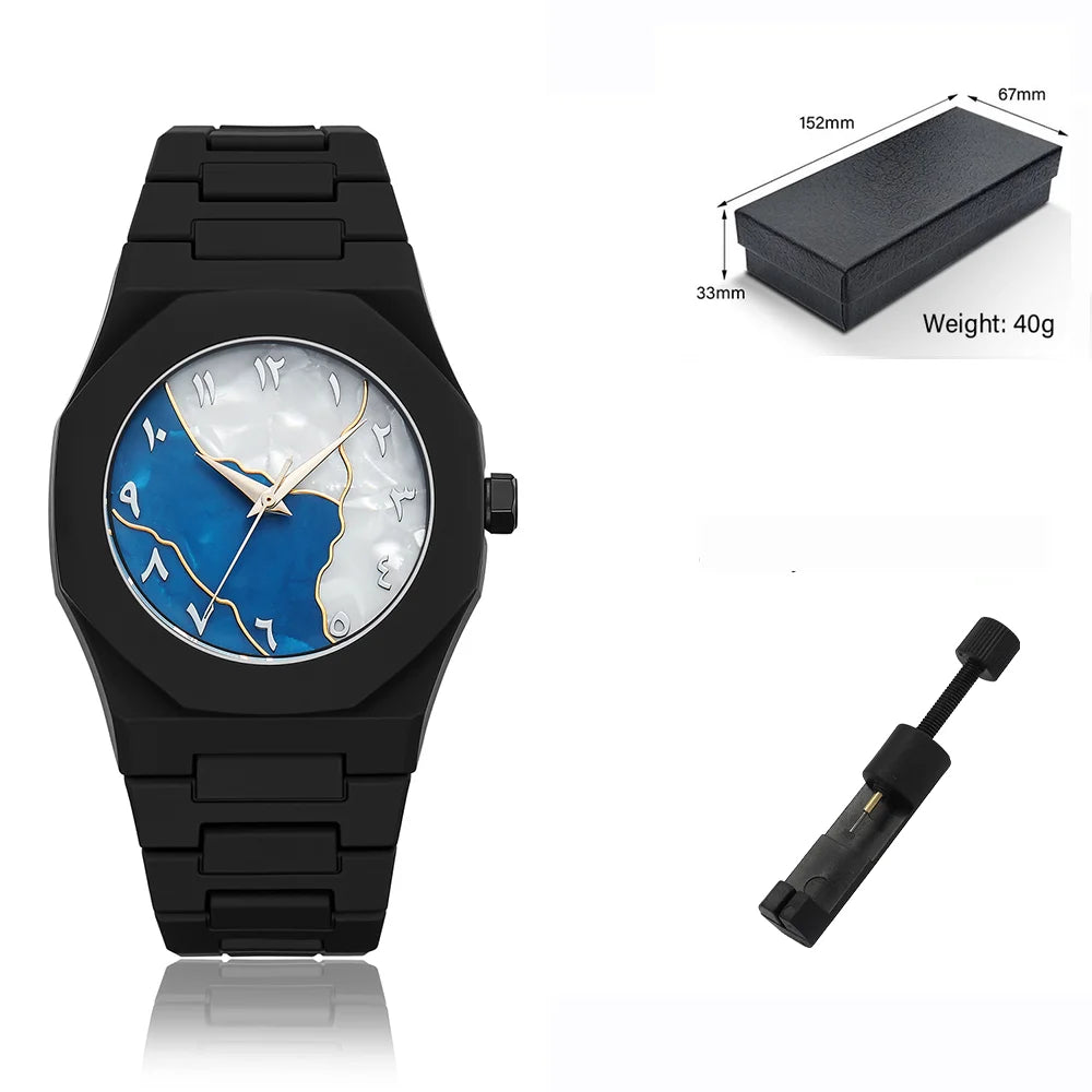 Lightweight Polycarbonate case high tech black men's watch classic simple silicone strap men's quartz watch fashion style clock