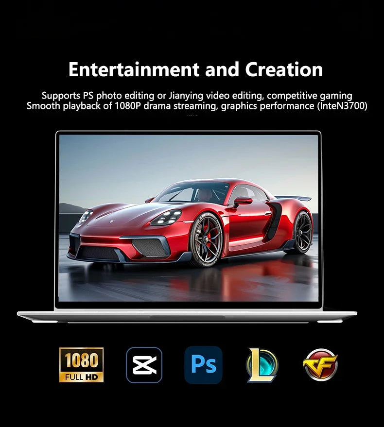 Ultra Slim LENO 14.1" Laptop Intel 4405U Windows11 16GB 2TB SSD 1920*1080 Display Office Gaming Study Computer