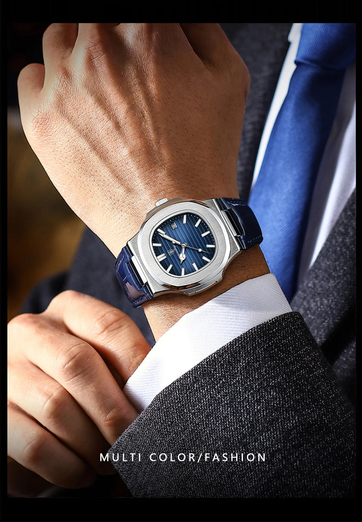 POEDAGAR Top Luxury Man Watch Date Waterproof Luminous Leather Watches For Men High Quality Square Men's Quartz Wristwatch Reloj