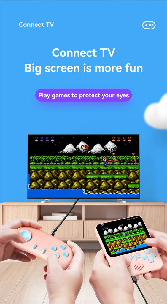 G7 Retro Handheld Game Console, 3.5-Inch LCD,  Built-In 666 Games,Portable Gaming Console, USB Charging Cable, AV Output Cable