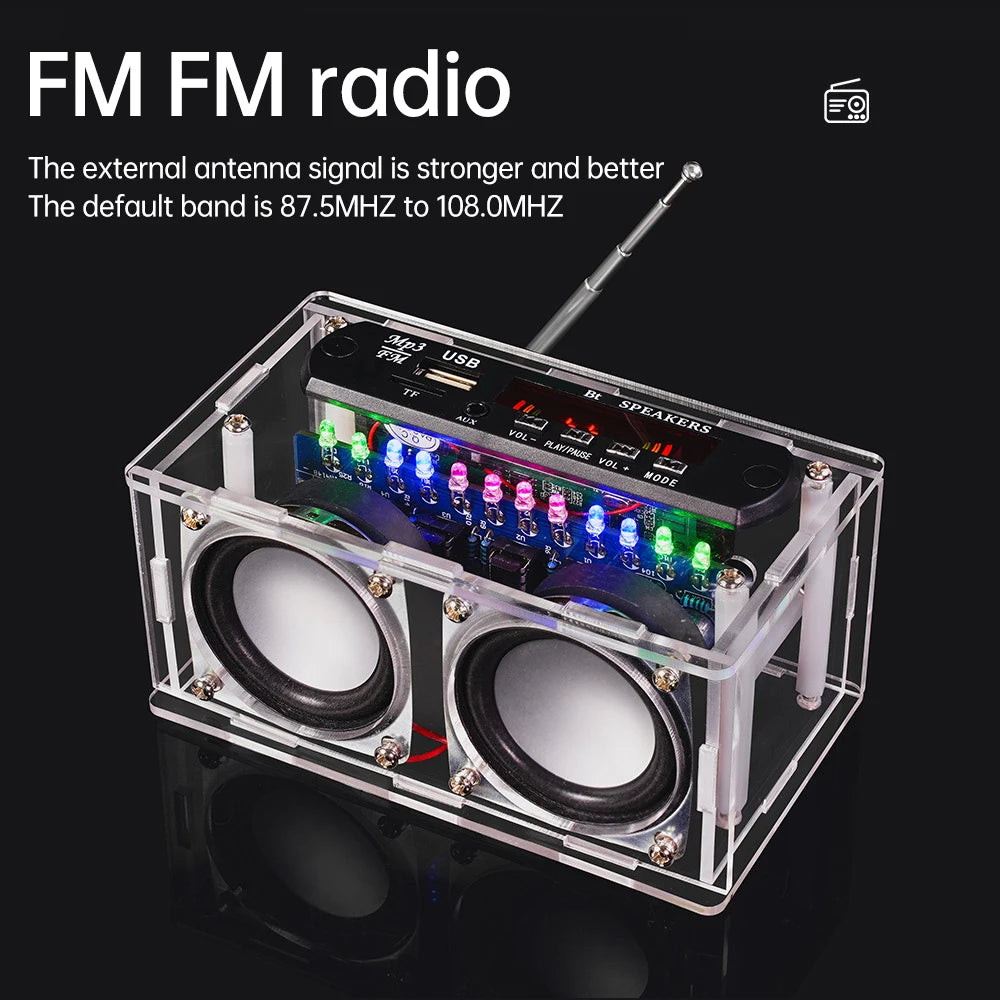 Bluetooth Speaker DIY Kit with FM Radio 87.5-108MHZ DIY Welding Project Practice Electronic Kit Solder Assembly U Disk TF AUX
