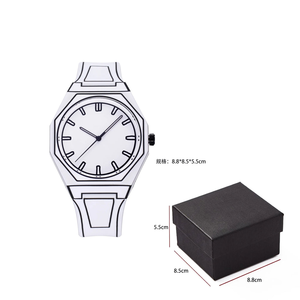 Lightweight Polycarbonate case high tech black men's watch classic simple silicone strap men's quartz watch fashion style clock