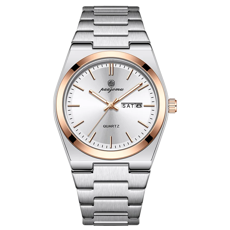 PENGAGAR Luxury Sport Quartz Man Wristwatch Waterproof Luminous Date Week Men Watches Stainless Steel Men's Watch Male Reloj+box