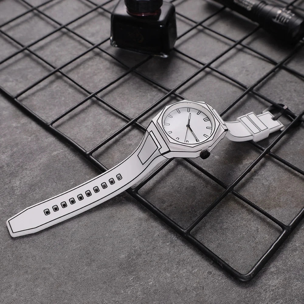 Lightweight Polycarbonate case high tech black men's watch classic simple silicone strap men's quartz watch fashion style clock