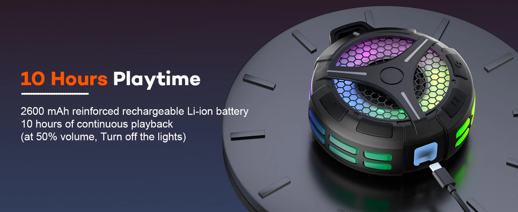 Bluetooth Shower Speaker, IP67 Waterproof Portable Speakers, Small Outdoor Speaker with LED Light, True Wireless Stereo for Home