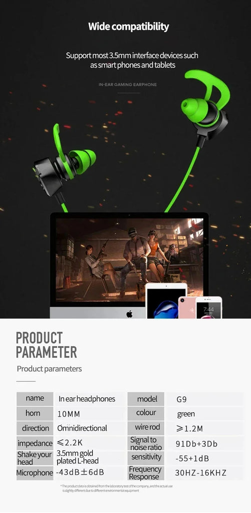 Universal Wired Earphone Headset Gamer Headphones Gaming Earbuds With Mic For Pubg PS4 CSGO Casque Phone Tablet Laptop Game