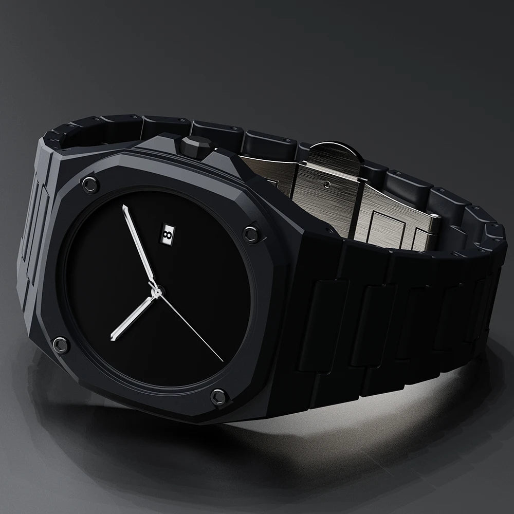 Premium Men's Black Watch with Calendar, Quartz Movement, Gift Box, Polycarbonate Plastic Case, Women's Attention