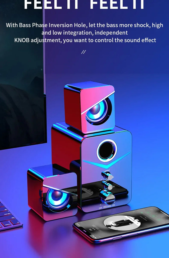 Bluetooth Speaker Home Theater Sound Bass System Mini Speakers Desktop Computer MP3 Player Audio for PC Phone Subwoofer Soundbar