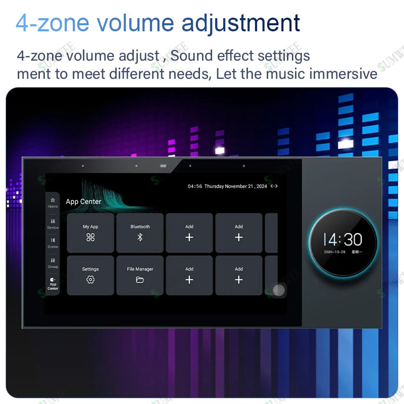 Smart Home Audio system WIFI sound in wall amplifier 8x25W power Built-in Zigbee gateway Android TUYA Device Scene control panel